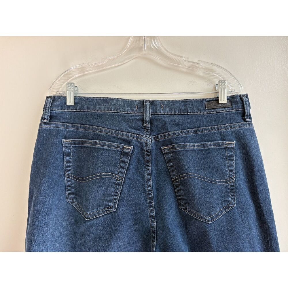 Lee Relaxed Fit Straight Leg Jeans 14 Dark Indigo Blue Wash Stretch Mom Norm EUC - Picture 4 of 8